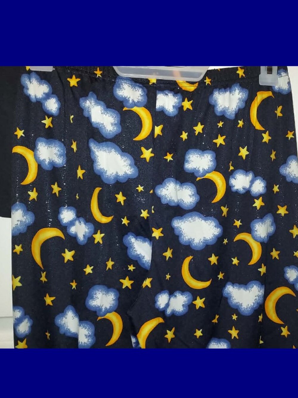 MOON STARS CLOUDS PAJAMAS Soft Wear Junior Sparkle Silky Pants Tank Top Vintage - Picture 4 of 5